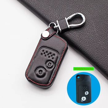 

2 Buttons Remote Soft 100% Leather Car Key Case Cover For Honda Accord CIVIC CRV Fit 2006-2015