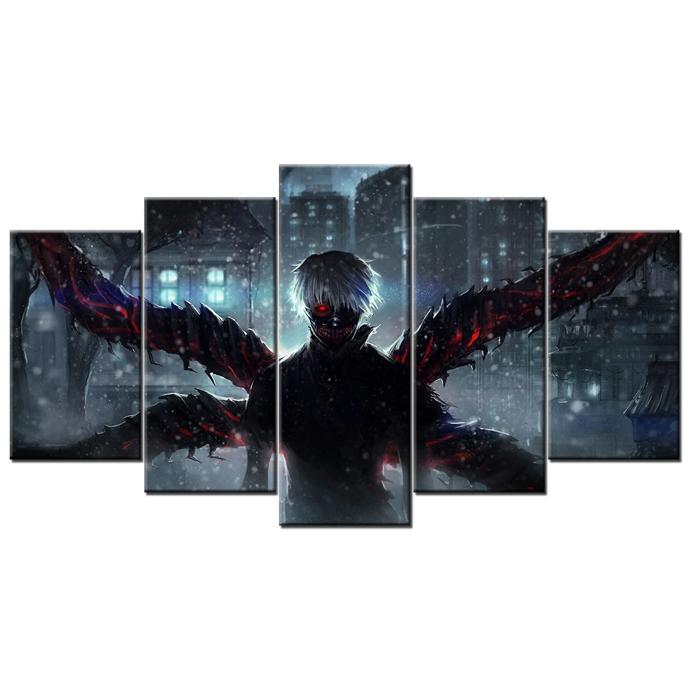 

Canvas Wall Art 5 Pieces Kaneki Tokyo Ghoul Paintings HD Printed Modular Pictures For Living Room Decor Animation Posters
