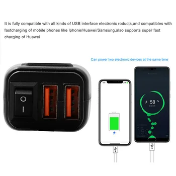 

Power Off Switch Of Mobile Phone Charger Dual USB Fast Charging Of Voltmeter Accesorios Para Auto DC12V