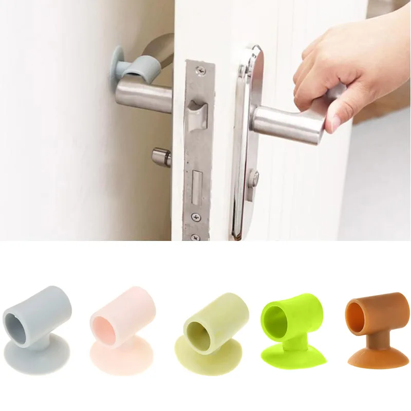 1pcs Self Adhesive Wall Protector Door Handle Crash Pad Bumper Guard Silicone Anticollision Sucker Stopper Dropshipping