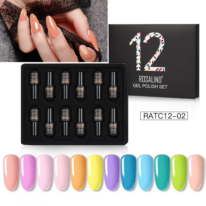 Набор гель лаков для ногтей ROSALIND однотонный набор маникюра Vernis Полупостоянный 7