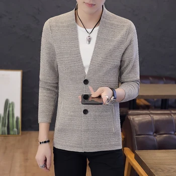 

New High quality Men's Sweatercoat Fashion Kpop Style Streetwear Striped Cardigan Men Sweaters Casual Harajuku Sweater Mens