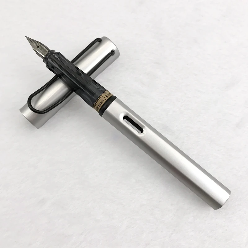 

Metal Silver Fountain Pen 1pc/lot Black Hollow Out Clip Ink Pens F EF Nib Office Financial Pens 10 Colors for Choose