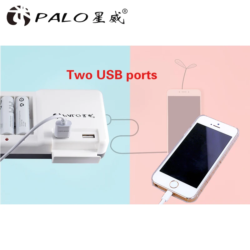 PALO 8 слотов быстрое зарядное устройство 2 разъема USB Высокое качество для 1 В NI CD Ni MH