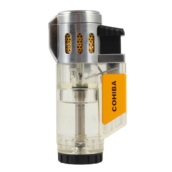 Белый COHIBA зажигалка для сигар, газовая зажигалка, 3 фонарь, ветрозащитная сигара, аксессуары с подарочной коробкой - Цвет: Белый