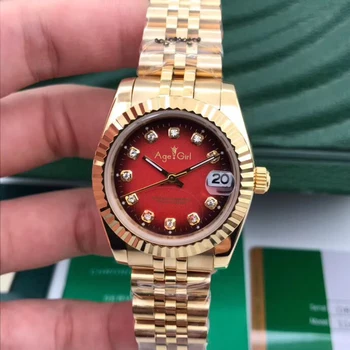 

Luxury Brand Stainless Steel Sapphire Watch Women Lady Automatic Mechanical Diamond Silver Gold Red Blue Limited Datejust 31mm