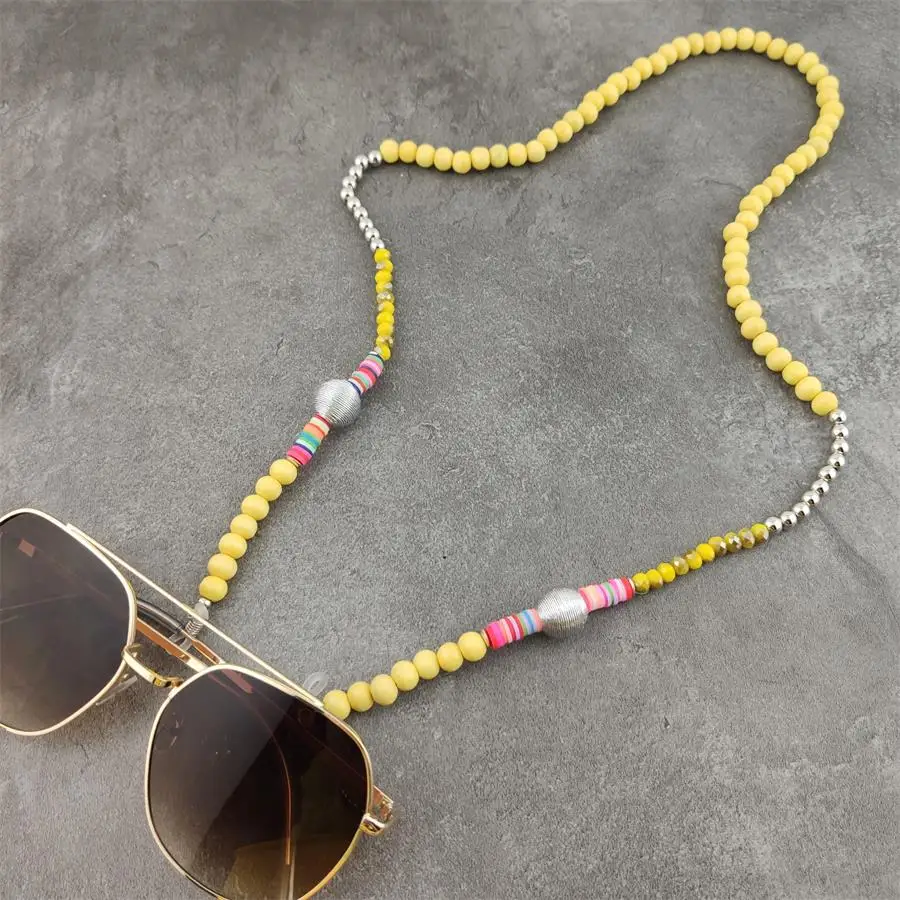 Boho Wood Beads Eyeglass Chains with Silver Ball Metal Sunglasses Reading Glasses Chain Eyewears Cord Holder Neck Strap Rope 5