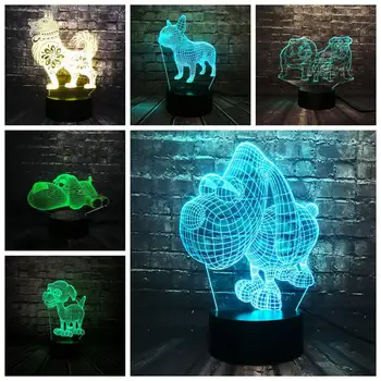 

Creative 3D Effect LED 7 Color Change Dog Animal French Bulldog Cartoon robot dog Room Decor Mood Kid Night Light Holiday lamp
