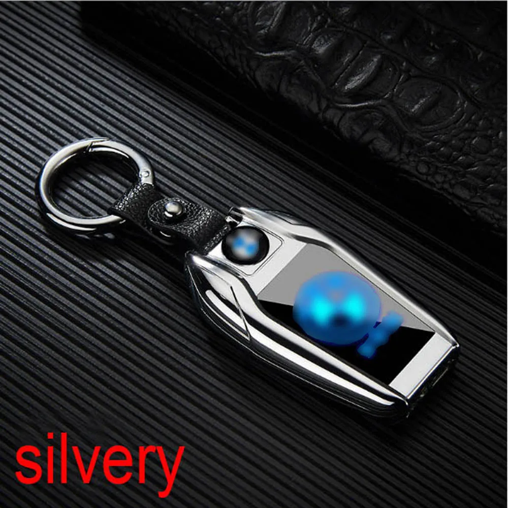 USB Зажигалка светодиодный экран Ключ Пряжка - Color: silvery