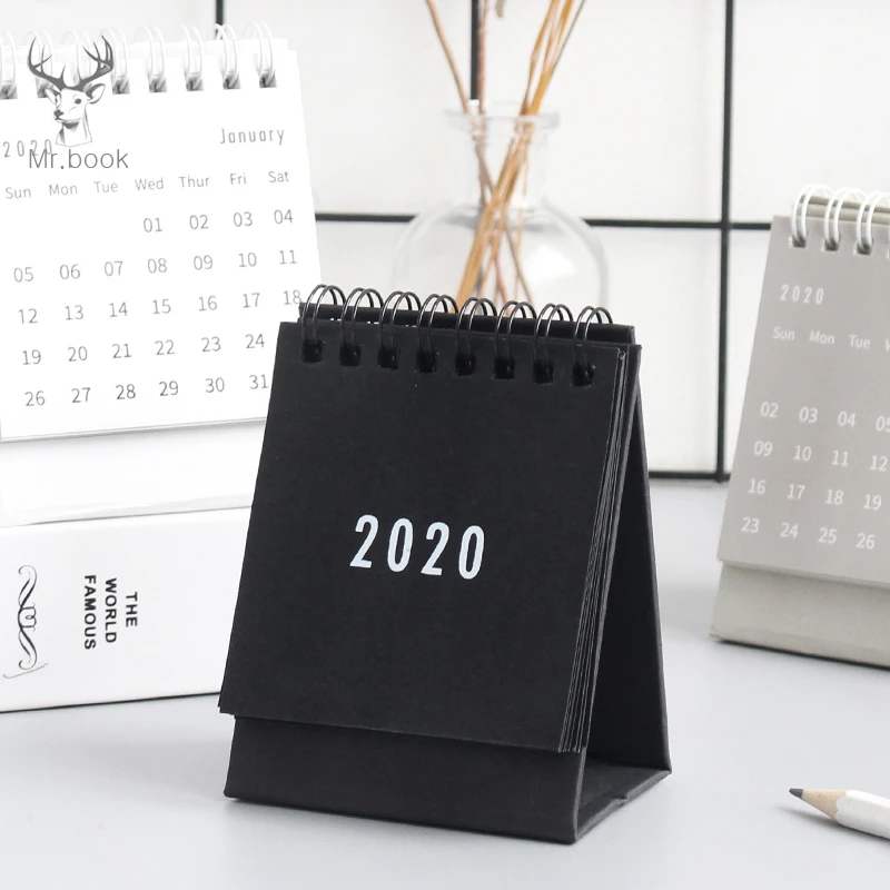 Innovative Flip Calendar Desk Decorative Calendar Simplicity Coil Easy Storage and Space Saving Suitable for Home School Office Melo-bell Mini 2020 Desk Calendar 