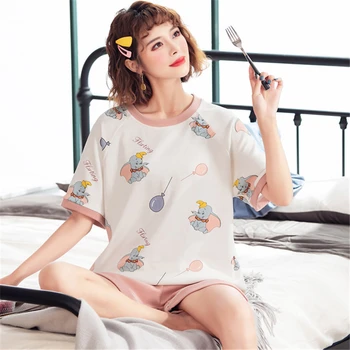 

Pajamas summer Japanese cartoon female pajamas stretch short-sleeved shorts pyjamas women loose simple home service bathrobe
