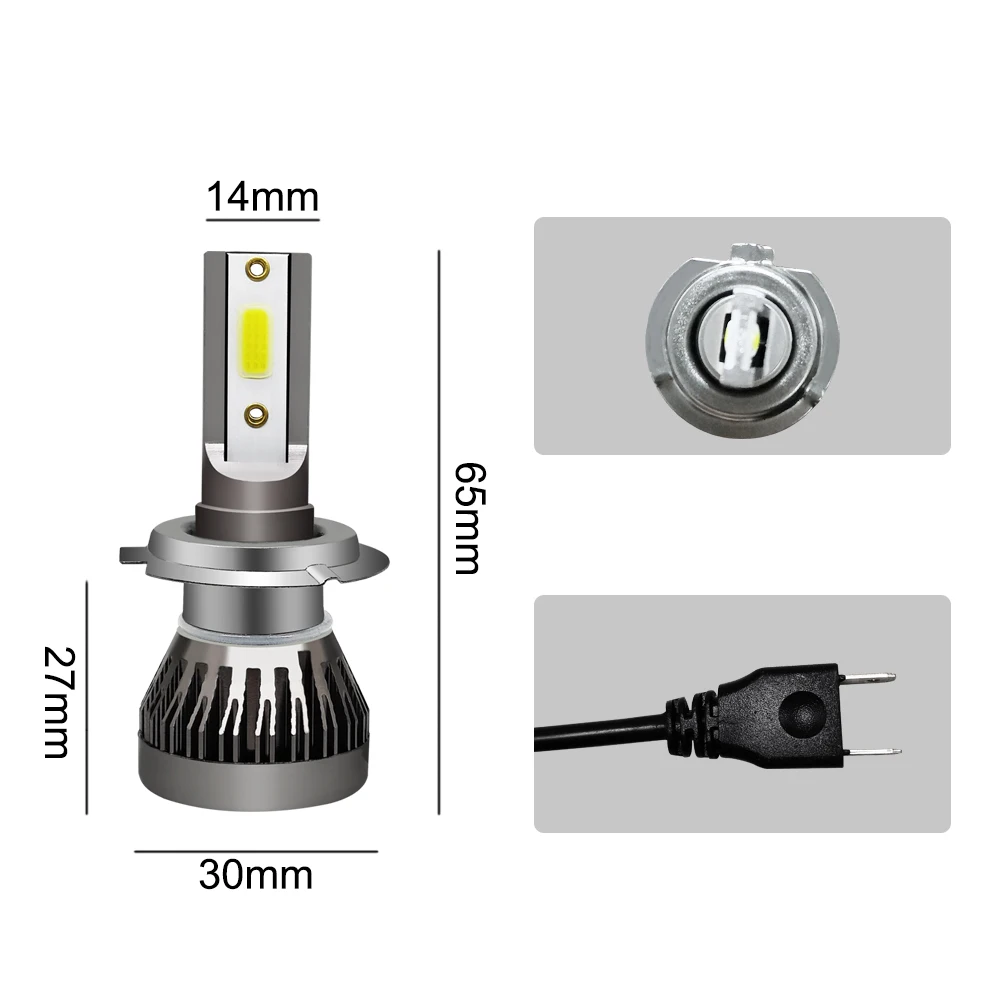 ASLENT 2pcs mini led Car Headlight LED Bulbs AUTO fog lamp H1 H4 H7 H8 H9 H11 HB3 HB4 9005 9006 9012 60W 8000lm 6500K 12v 24v
