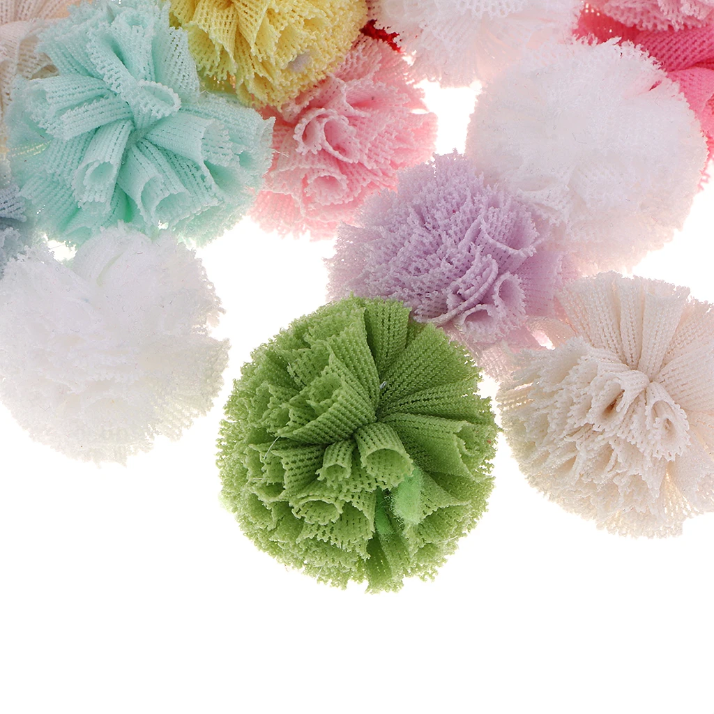 50 Pieces Mixed Pompom Ball Embellishment for DIY Hair Accessories 23mm