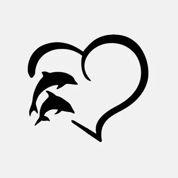 

Car Stickers Heart-shaped Dolphin Bottlenose Bottlenose River Ocean PVC Car Decoration Stickers Creative Black/white, 15cm*13cm