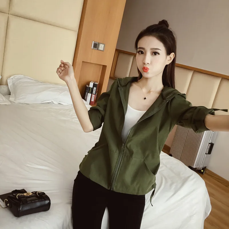 

2017 Trench Coat Women's Korean-style Students Lace-up Spring And Autumn Slim Fit Cardigan