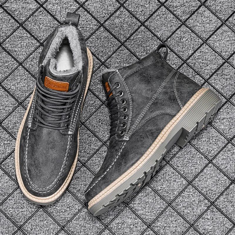 Мужские Зимние ботильоны для прогулок на открытом воздухе зимняя мужская