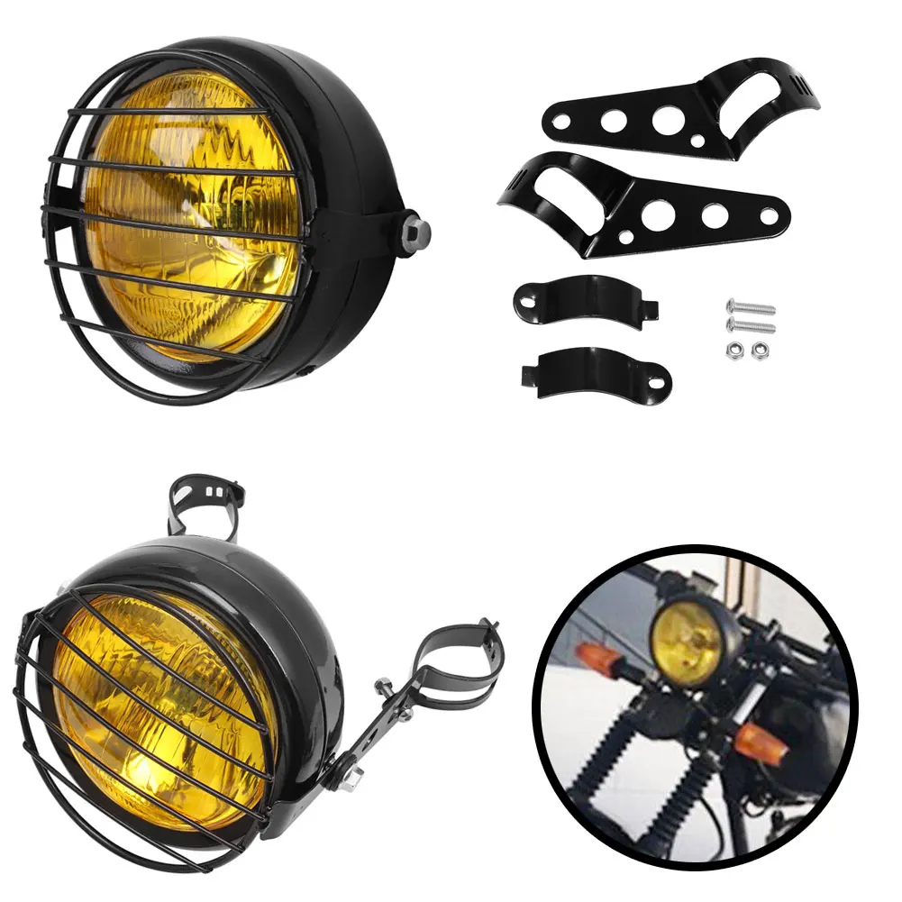 

6.5" Motorcycle Front Headlight head Lamp bracket mask Kits Cafe Racer For Honda CG125 GN125 Harley Choppers Bobber