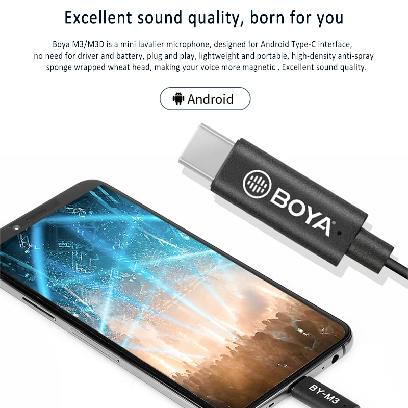 BOYA BY-M3D Dual Head Lapel Microphone