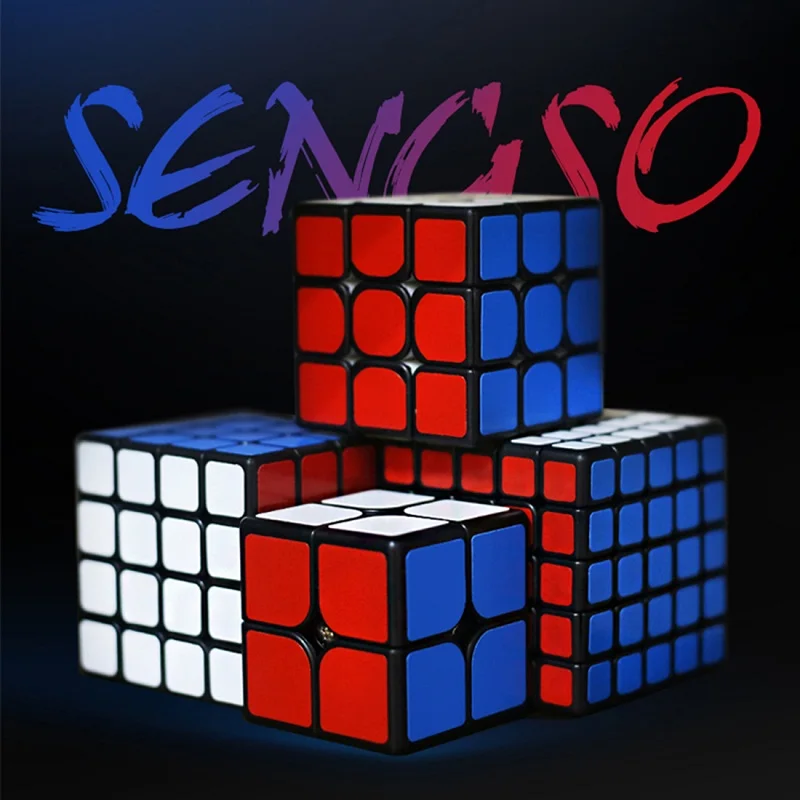 Новое поступление Shengshou Mr M 2x2x2 3x3x3 4x4x4 5x5x5x5 Магнитный магический куб набор с коробкой упаковка для детей подарок для взрослых-черный - Цвет: Многоцветный