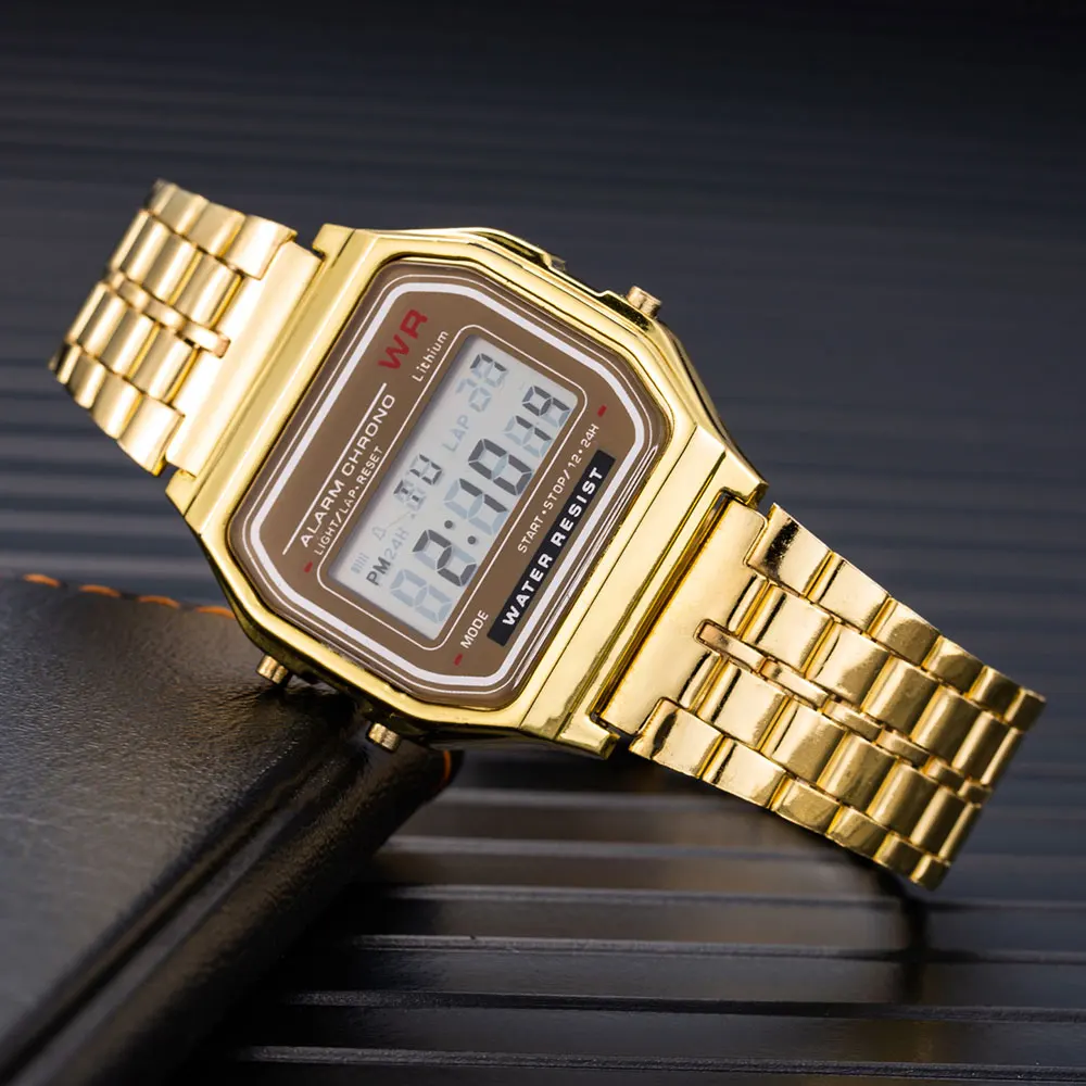 Новые стильные женские \ x27s часы полностью стальной ремешок для часов Аналоговые электронные светодиодный цифровые часы женские наручные часы Relogio Feminino