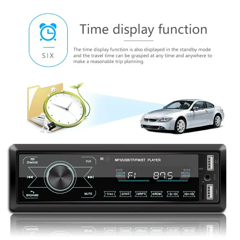 M10 LCD Screen Car Player Dual USB Bluetooth 4.0 Speaker MP3 Player Support TF Card U Disk AUX FM Radio Function