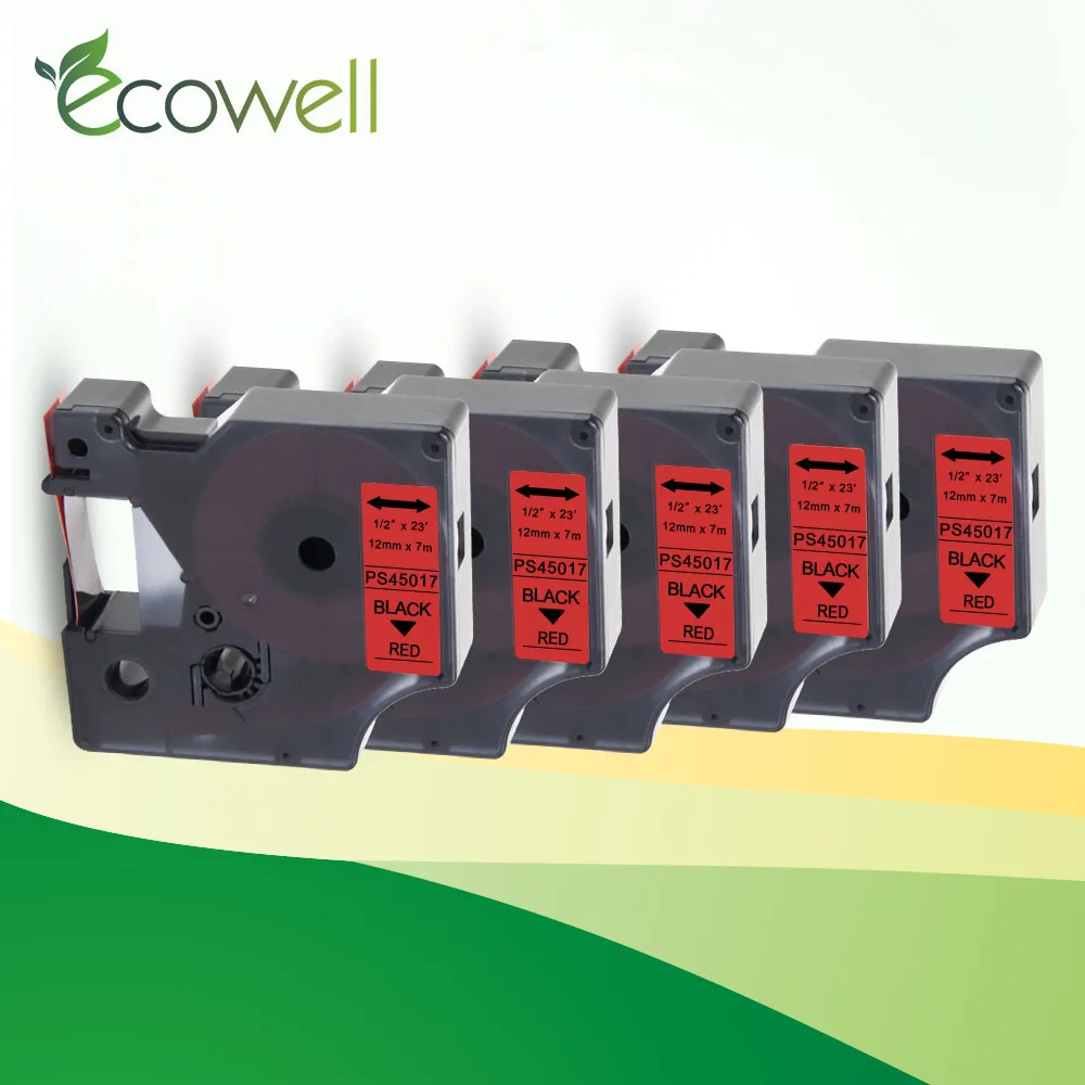 Ecowell Совместимость для Dymo D1 45017 этикетка лента черный на красном ленты с лейблом