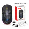 HXSJ T90 2.4GHz USB Wireless  Optical Mouse Rechargeable Built-In 750mAh Battery 6 Colors RGB Backlight Gaming Mice