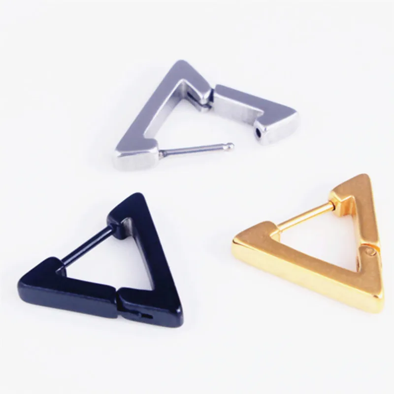 

Korean 1pc kpop Cool Punk Style Earrings for Men Women Titanium Steel Triangle Stud Earrings Statement Jewelry Piercing Ear Stud