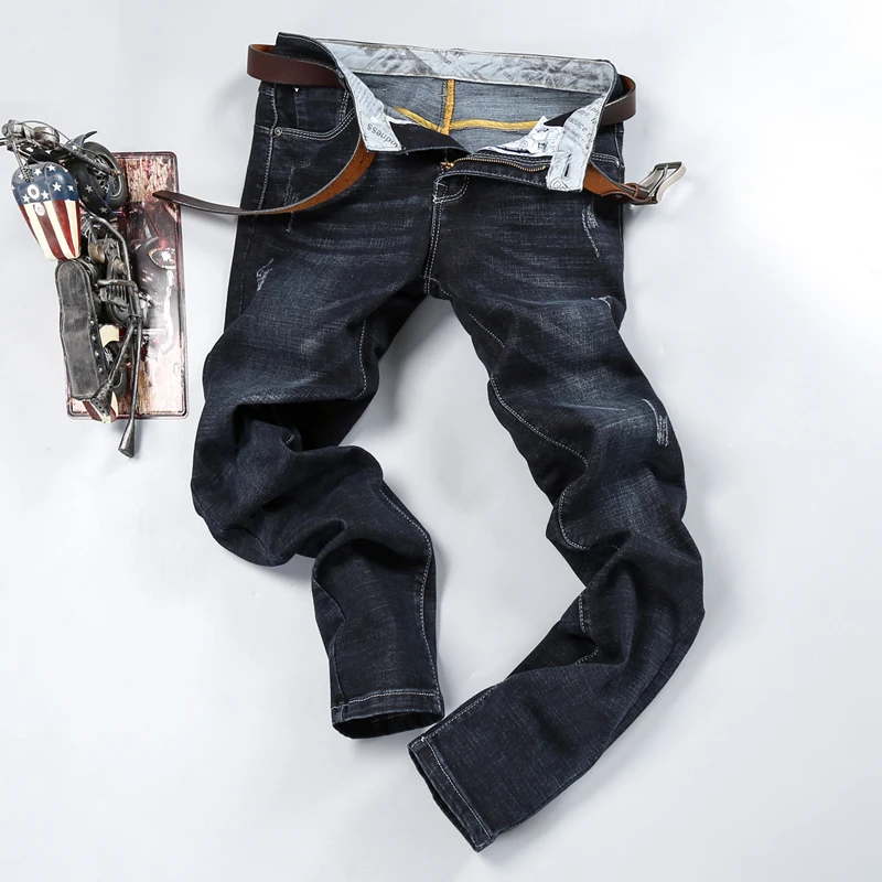 Рваные мужские джинсы облегающие джинсы Homme Slim Fit Брюки уличная Мужская брюки повседневные модные синие стрейч Зима-осень