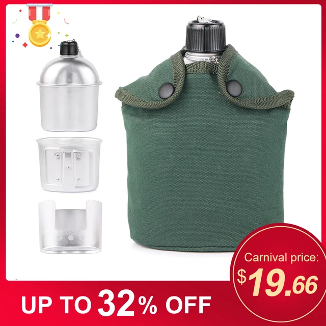 US $17.60 3pcs Cookware Set Ultra-light Aluminum Alloy Military Canteen Cup Wood Stove Cover Bag Camping Hiki