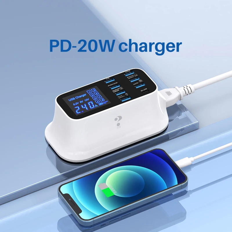 Quick Charge 8 Ports Led Display USB Charger For Android iPhone Adapter Phone Tablet Fast xiaomi huawei samsung | Мобильные телефоны