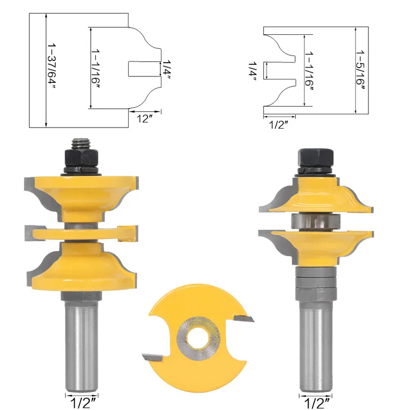 2pcs 12mm 1 2 Shank Adjustable Solid Wood Door Frame Knife Cutter