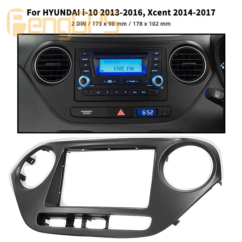 11-360 Double Din Radio Fascia For Hyundai I10 Xcent Stereo Audio Panel  Mount Installation Dash Kit - Vehicle Camera - AliExpress