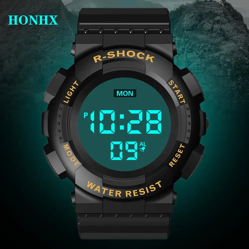 HONHX Relogio Digital Masculino, простые спортивные часы с циферблатом, Мужские Цифровые, светодиодный, водонепроницаемые часы, дата, электронные часы A15