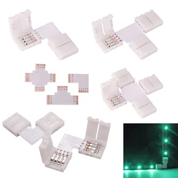 50pcs 10mm Width Solderless Connector 2/3/4/5pin T/L/X Shape Corner Connector For WS2812 3528 5050 RGB Led Strip Light