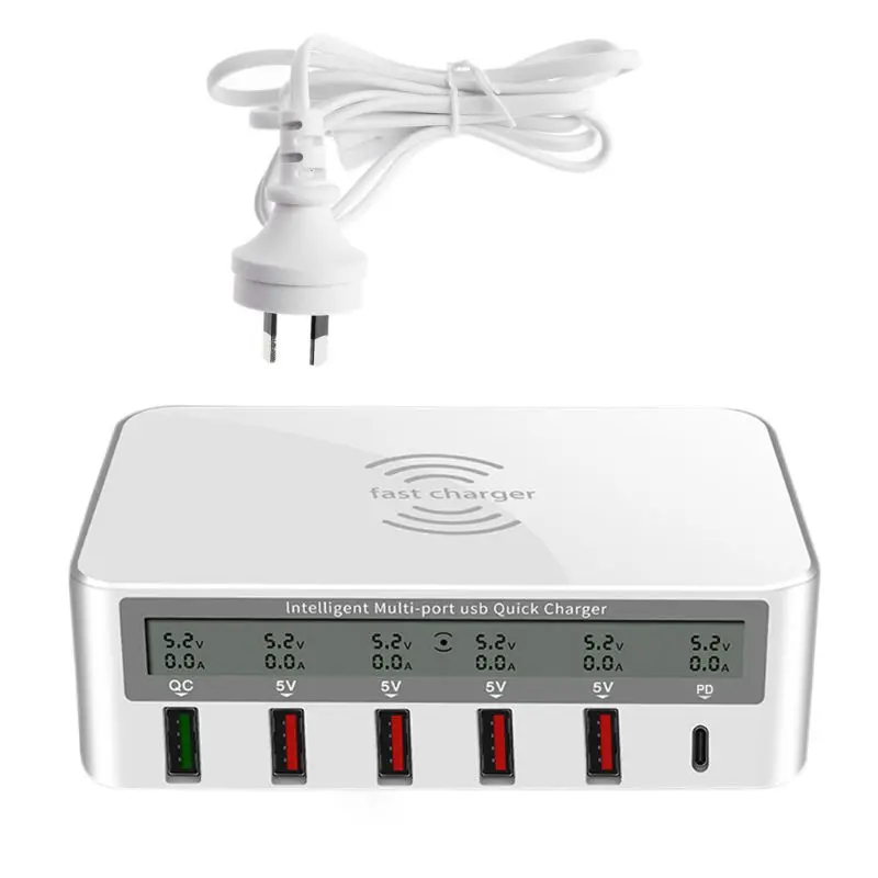 Универсальный 100 Вт 5x USB QC 3,0& type C PD быстрое зарядное устройство адаптер Qi Беспроводная зарядная станция для iPhone ipad samsung