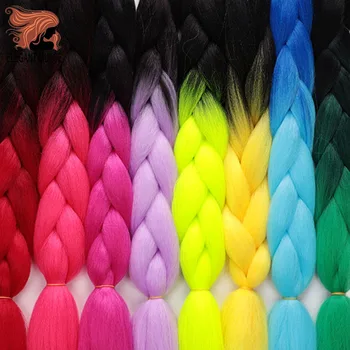

ELEGANT MUSES 24inch Pink Synthetic Crochet Hair Jumbo Braid Hair Yaki Soft Hair Ombre Crochet Braiding Hair Extension For Braid
