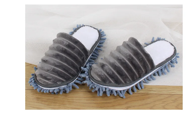 Winter Fleece Lining Indoor Ground Slippers Washable Warm Cleaning Cotton Slippers Plus-sized Floor Lazy Sweeping Slippers