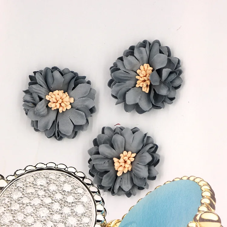 100pcs/lot 1.5 Inch Dali Chrysanthemum Artificial DIY Micro FiberFlower for Girls Hair Headband Clothing Accessories Flat Pack