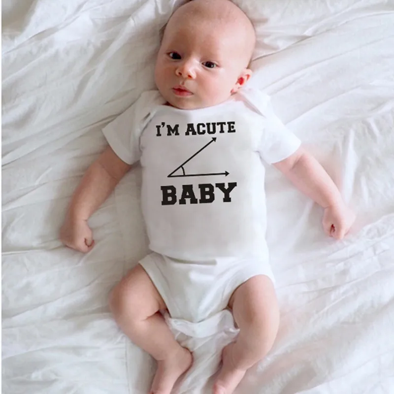I'm Acute Baby/боди для новорожденных; Забавный хлопковый комбинезон с короткими рукавами для маленьких мальчиков и девочек; ползунки Детский комбинезон; боди; Bebe; комбинезон для младенцев; одежда