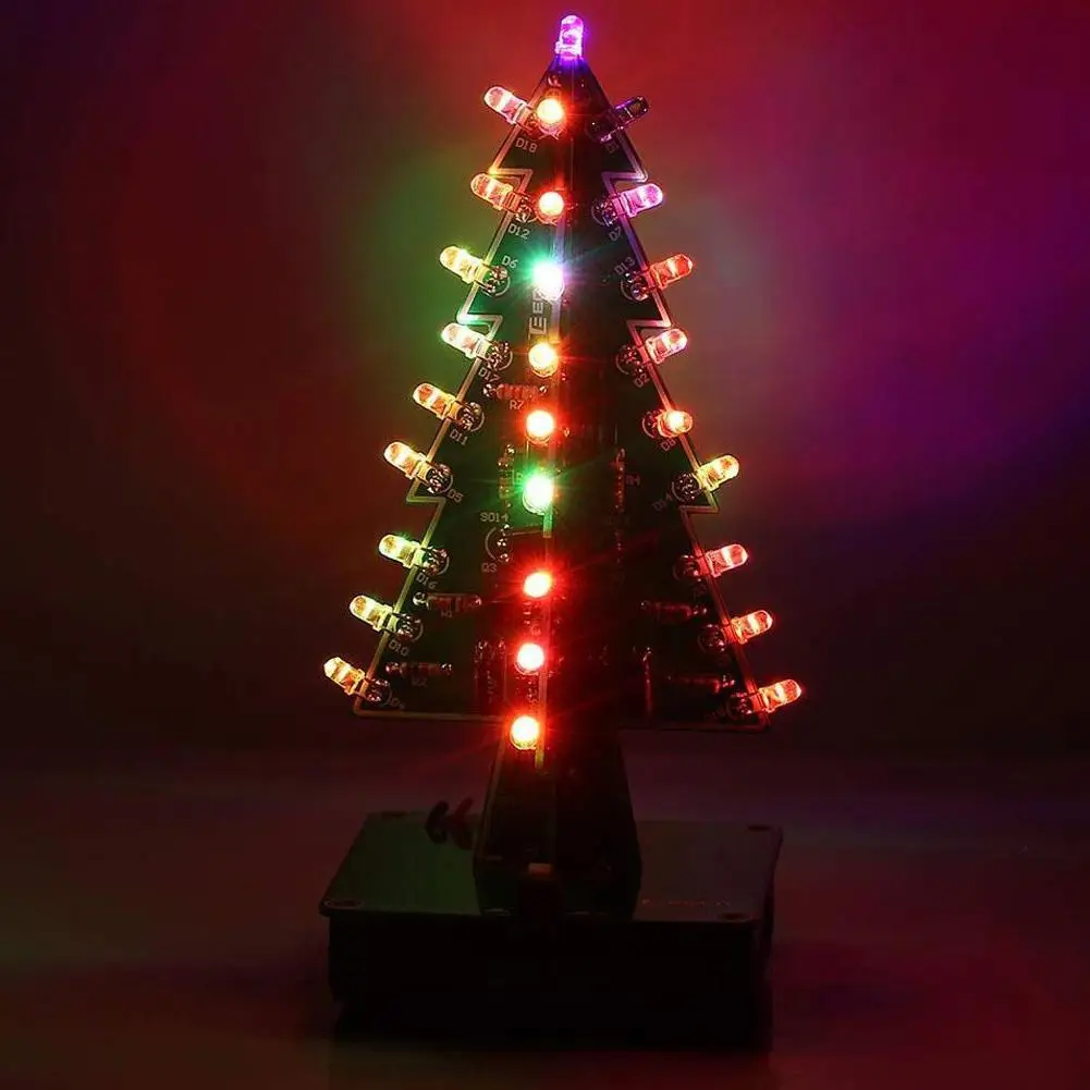 Трехмерный 3D светодиодный Набор для творчества с рождественской елкой, 7 цветов, красный/зеленый/желтый светодиодный комплект, электронный набор, праздничный Декор