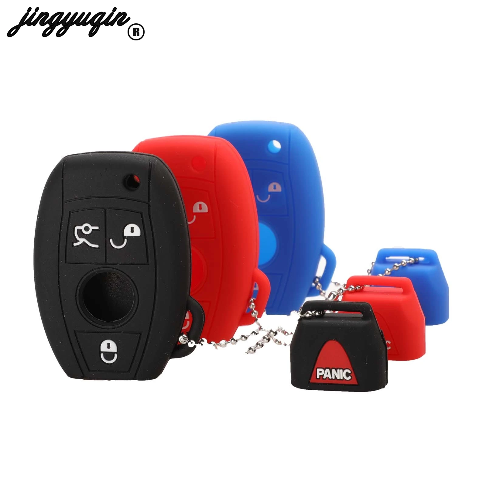 jingyuqin 4 Buttons Silicone car key cover keychain case for Mercedes benz 2000+ NEC BGA Auto