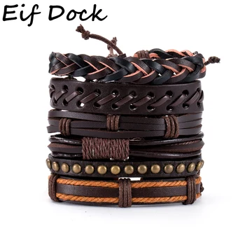 

6pcs/Set Vintage Bracelets Wrap Woven Fashion Handmade Men Bracelets Women Leather Bracelet Men Bangle Wholesale Jewelry Gift