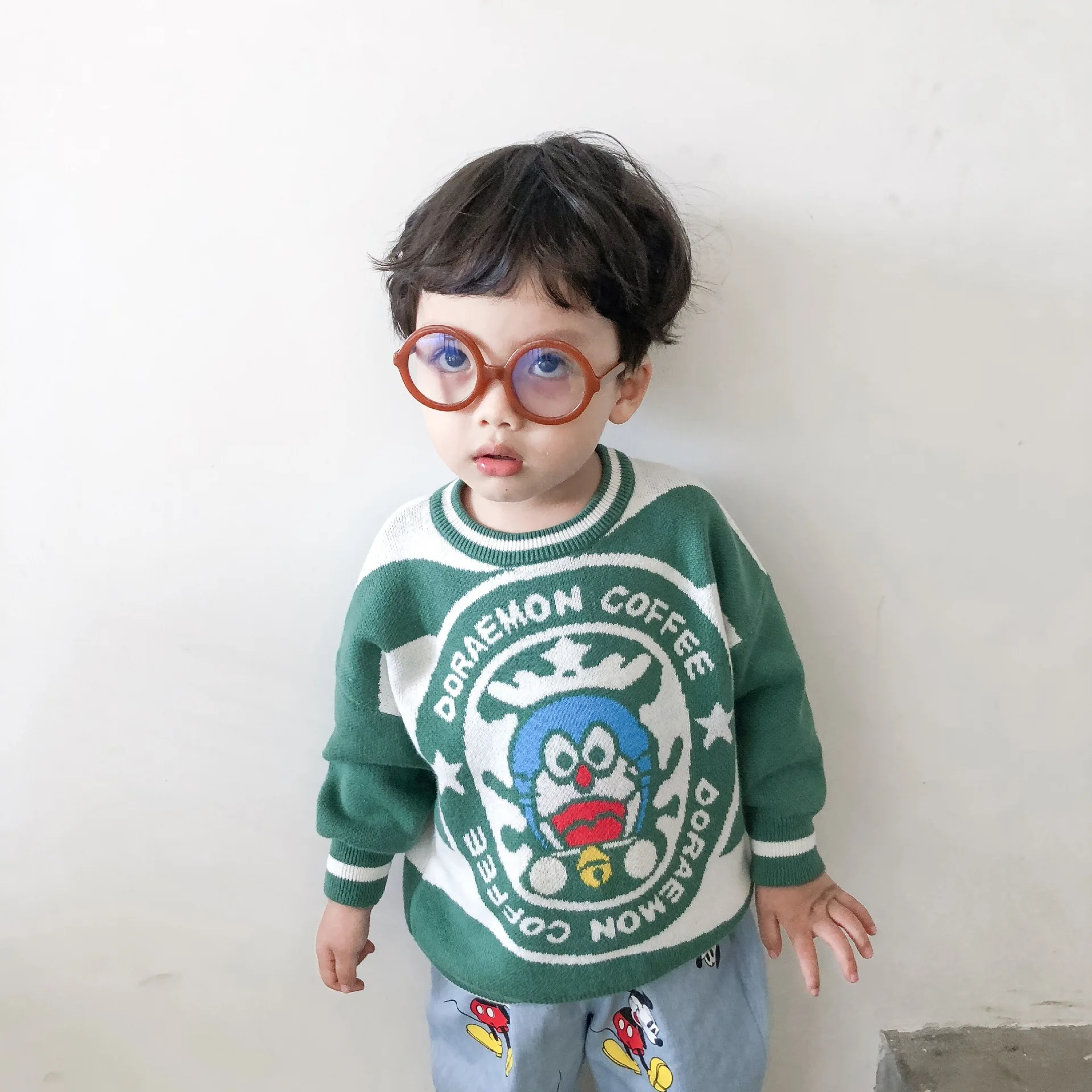Tonytaobaby Autumn and Winter New Kids' Babies' Creative Stripe Cotton Sweater Baby Sweater Toddler Sweater Pullover Sweater