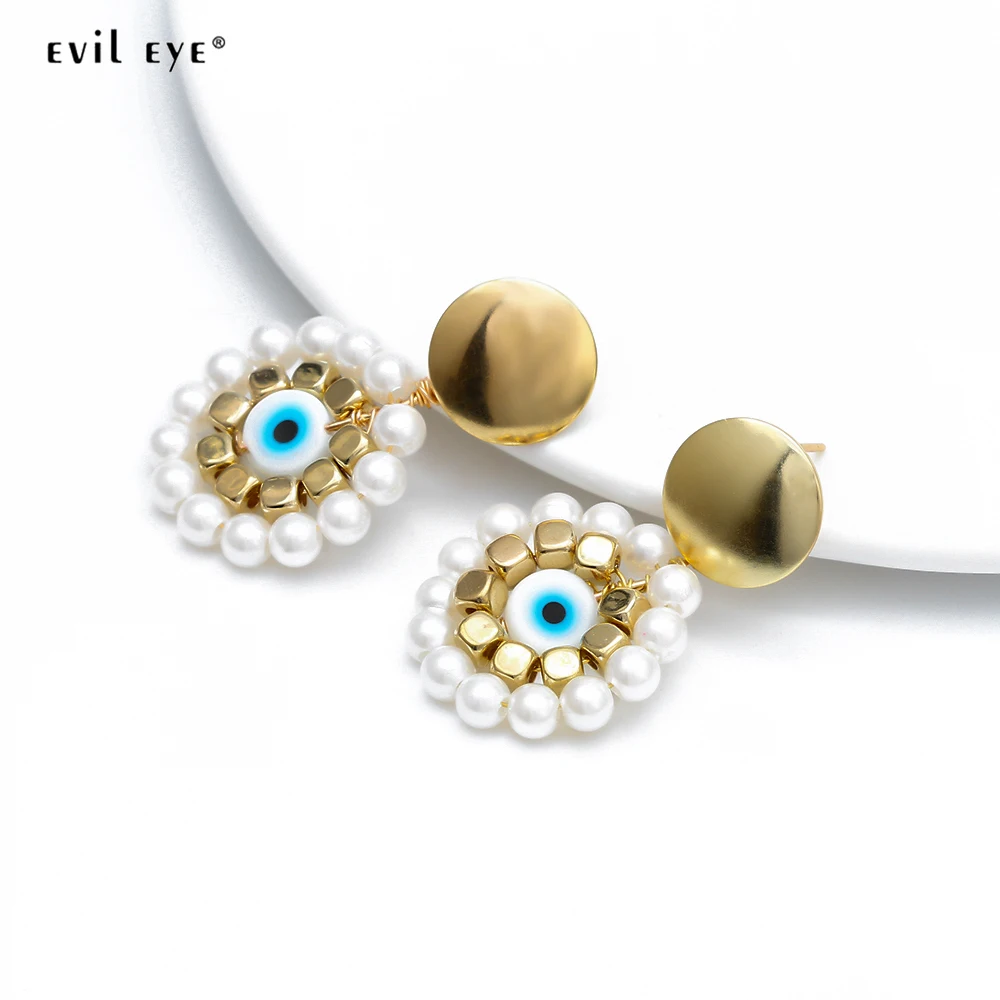 

Evil Eye Flower Earrings Turkey Eye Gold Color Earring Female Women Fashion Jewelry Gift Handmade EY6520