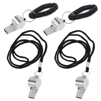 

4pcs Sports Referee Whistles Stainless Steel Whistle Soccer Whistles for School Sports Emergency