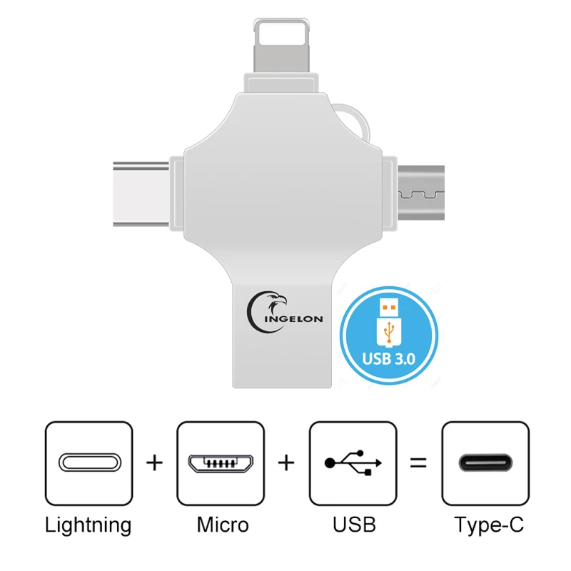 INGELON мини флешки 4 в 1 USB флэш-накопитель для USB iphone 64 Гб карта памяти OTG накопитель 3,0 256 ГБ 128 ГБ USB Personalizzata свадебный подарок ФЛЕШКА флешка гитара