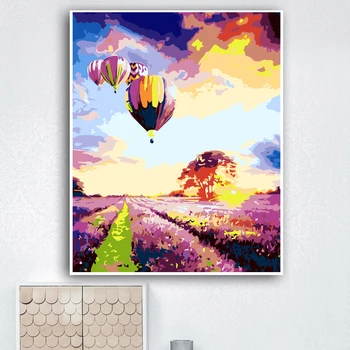 

YIJIE DIY Painting By Numbers hot-air balloon Cartoon Drawing On Canvas HandPainted Painting Art Gift DIY Home Decoration