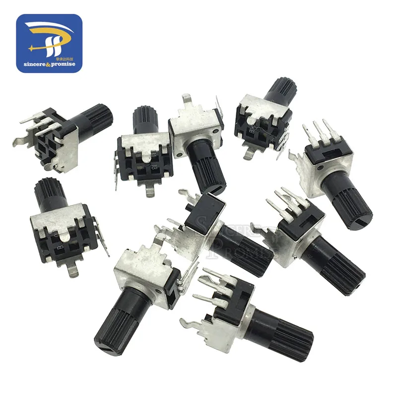 RV09 Vertical 12.5mm Shaft Adjustable Resistor 9 Type 3Pin Seal Rotary Potentiometer 10PCS 1K 2K 5K 10K 20K 50K 100K 1M 0932