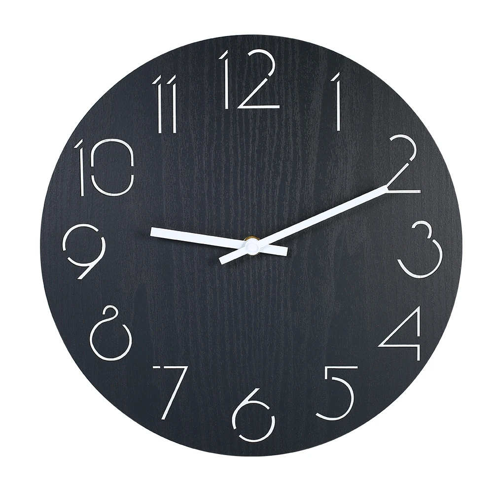 

3D Wall Clock Hollow Carving Numbers for Living Room Bedroom Office Home Decoration Round Wooden Clock